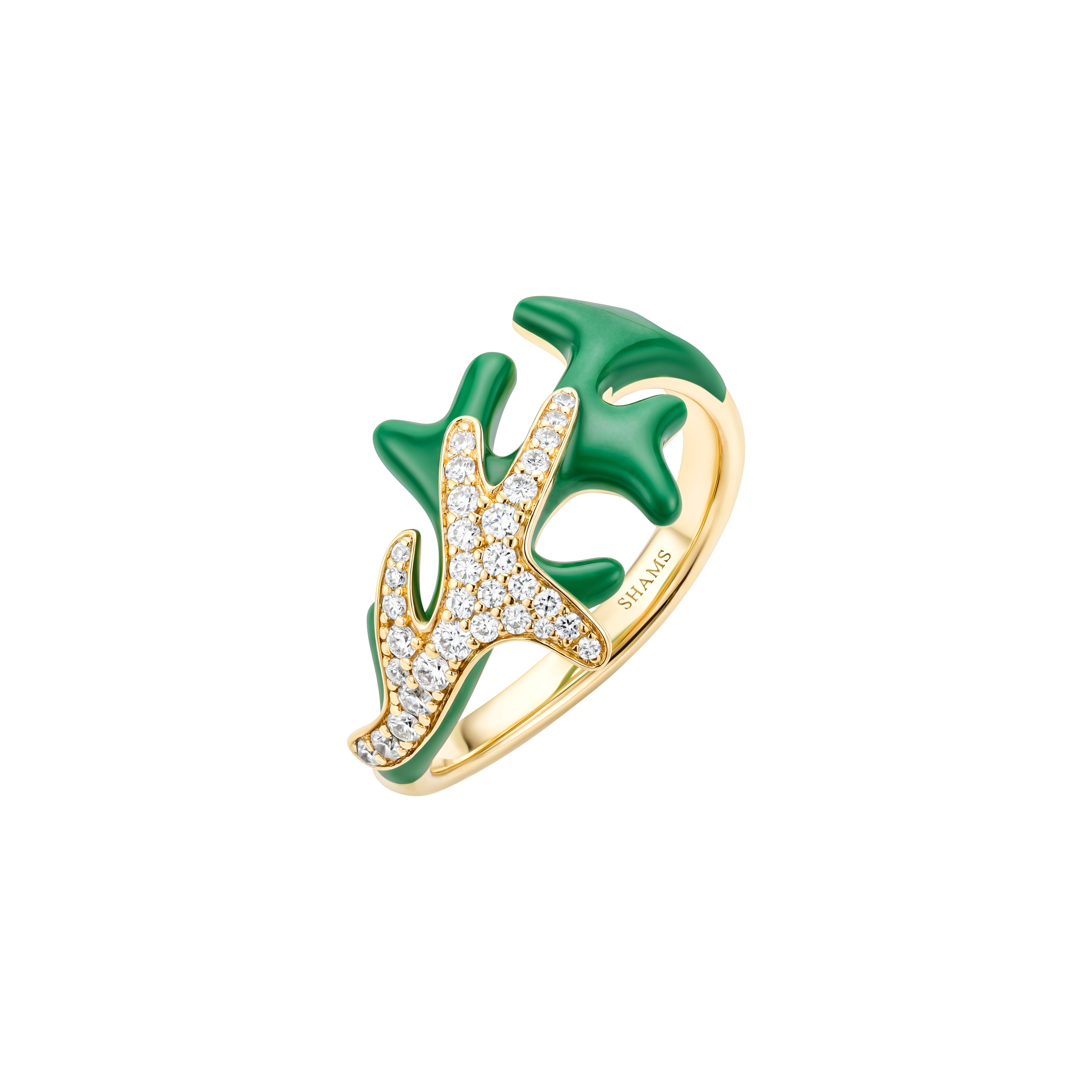 Single Branch Coral Ring Green