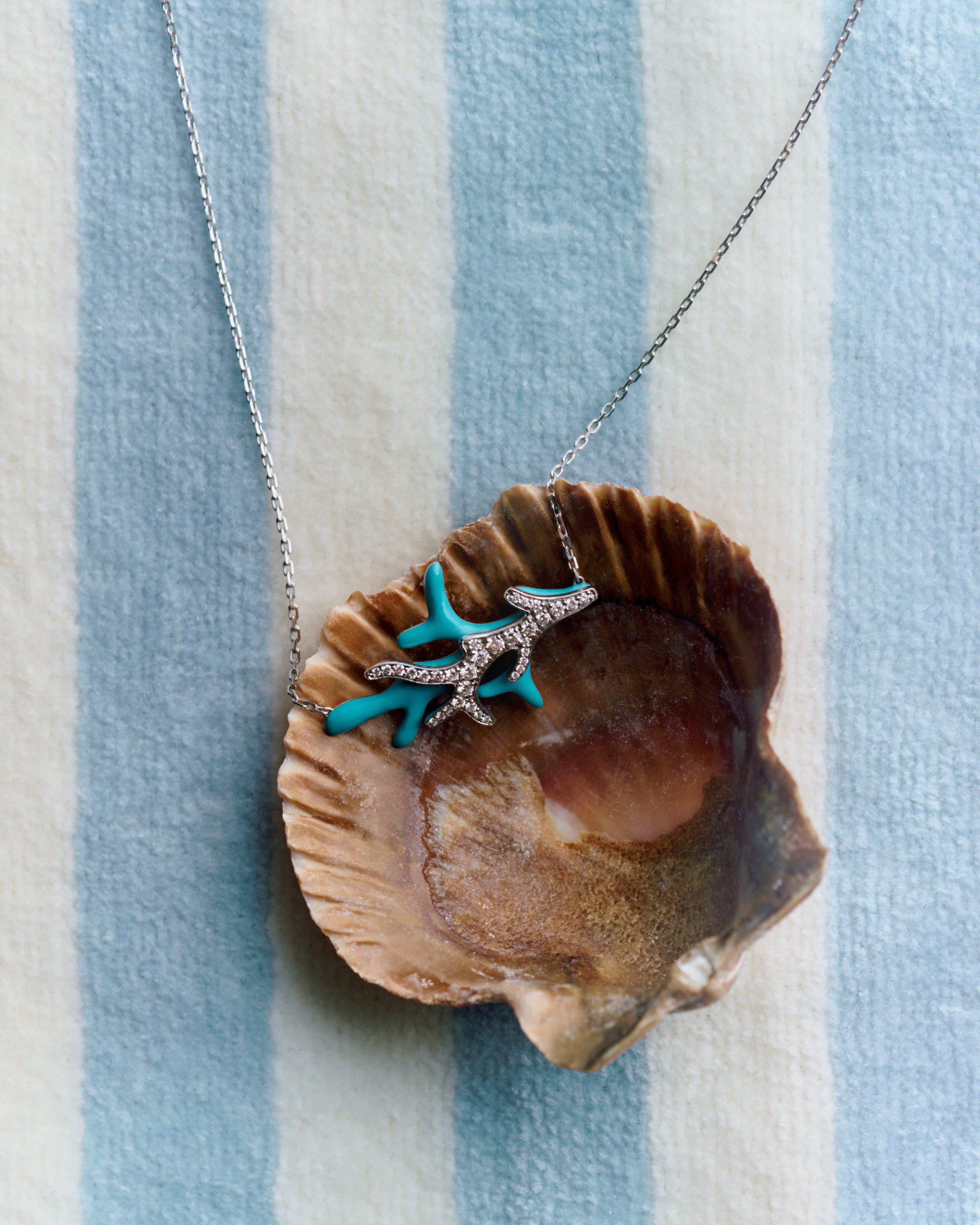 Coral Pendant Necklace Turquoise