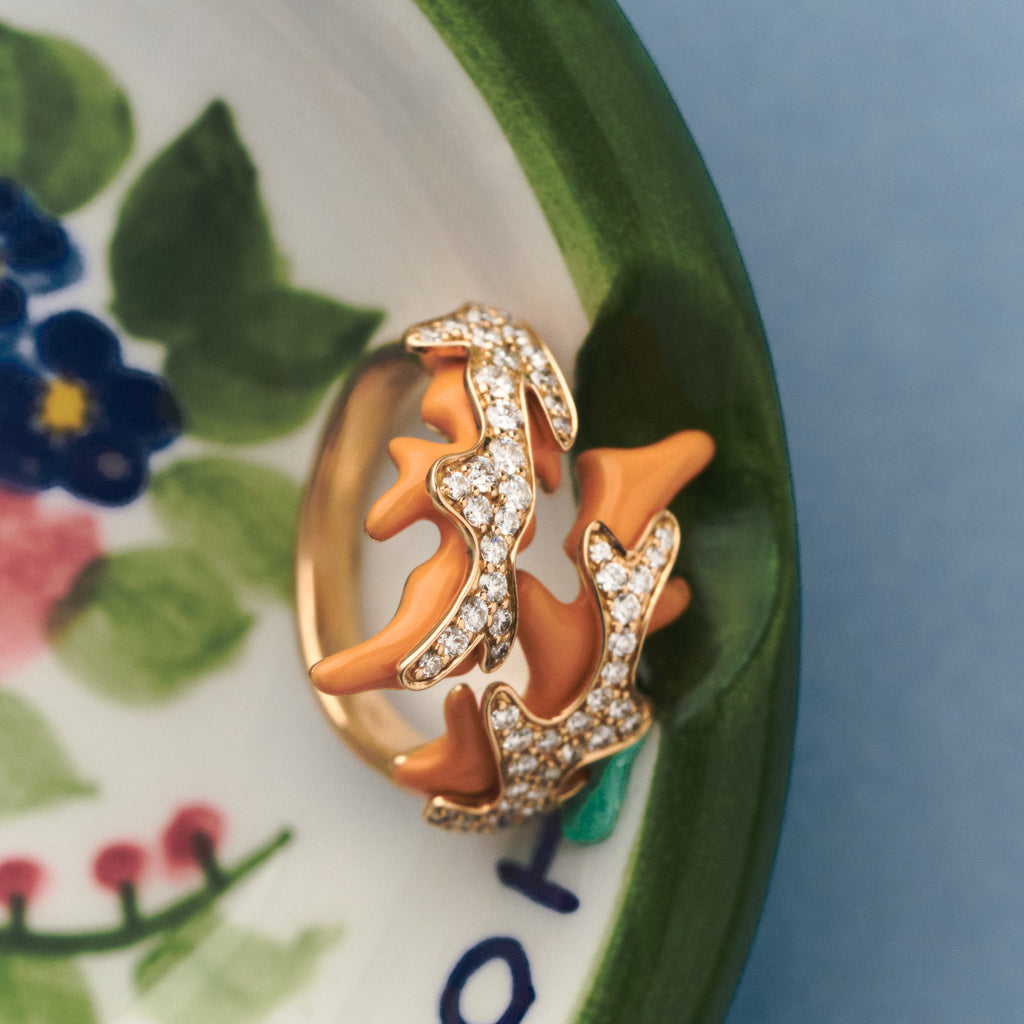 Double Branch Coral Ring