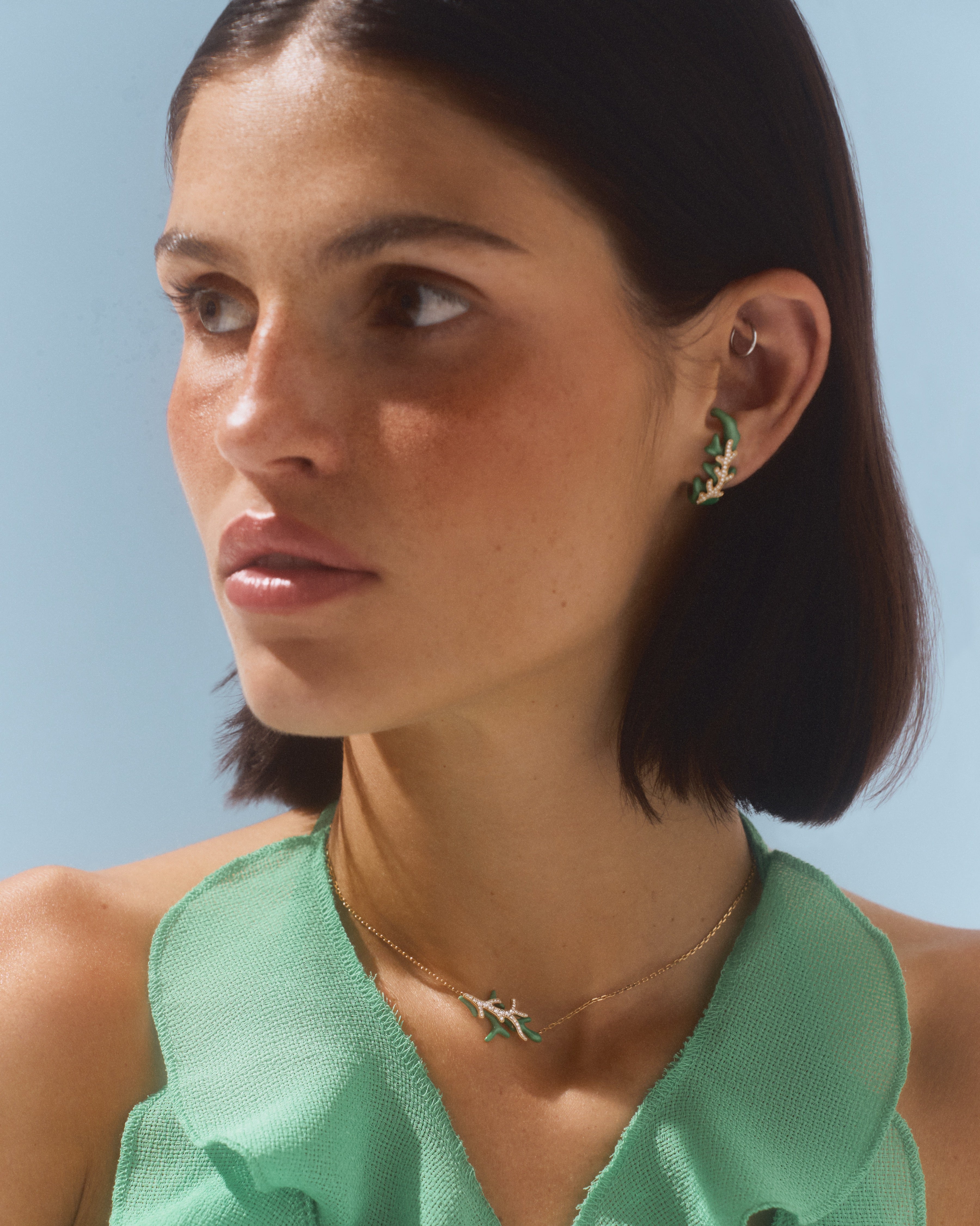 Coral Pendant Necklace Green