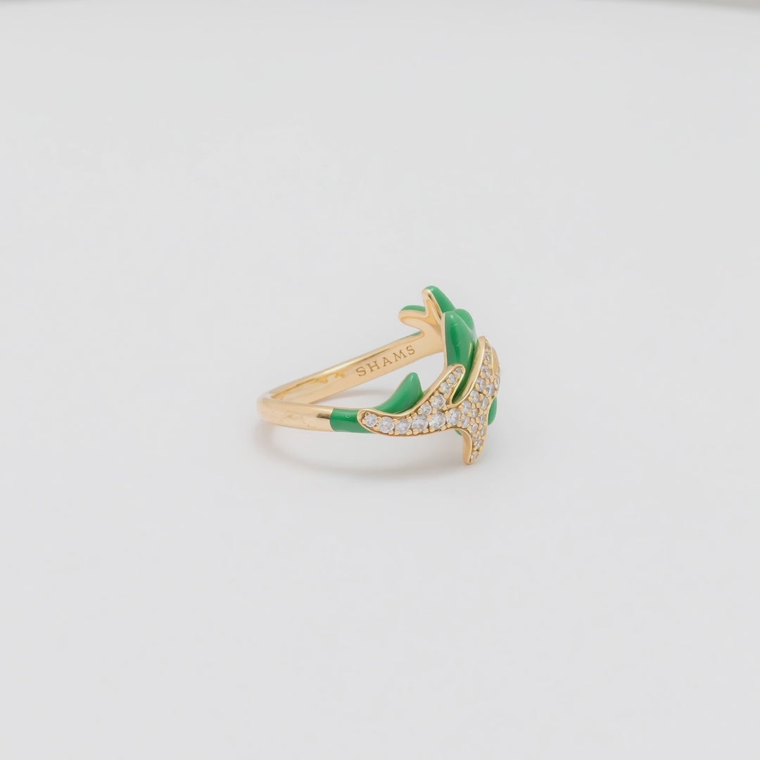 Single Branch Coral Ring Green
